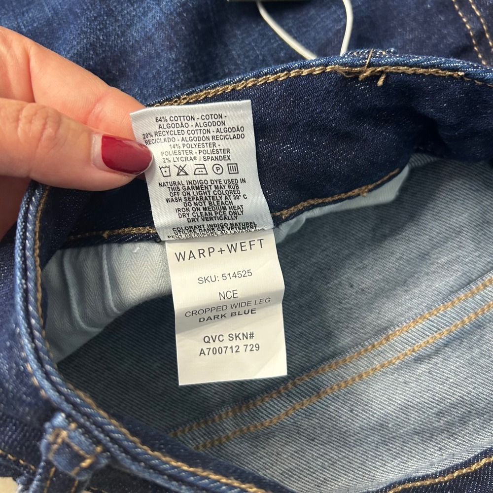 NWT Warp + Weft NCE Cropped Wide Leg Jeans Dark Blue Plus Size 24W - Picture 5 of 10